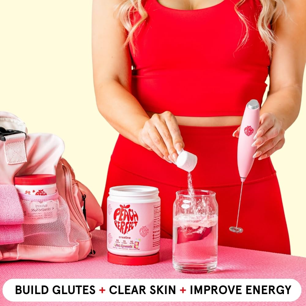Peach Perfect Creatine Blend for Women – Micronized Creatine Monohydrate with BCAA & Collagen for Glute Strength Support – Pink Lemonade – 30 Servings