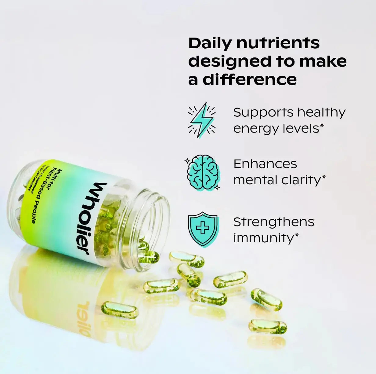 wholier Plant Based Multivitamin Vegan Omega-3 DHA EPA, Vitamin D, B12, Zinc, Vitamin K2, Iron, Iodine, Selenium wholier Au supplements
