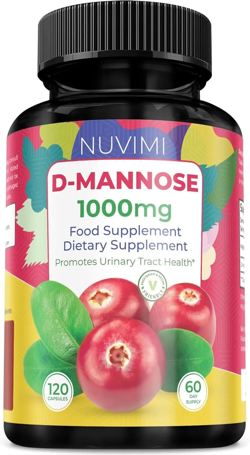 NUVIMI D Mannose 120 Capsules - 1000 mg per Dose - Dietary Supplement Helps Promote Urinary Tract Health - Natural Vegan UTI Defense NUVIMI Au supplements