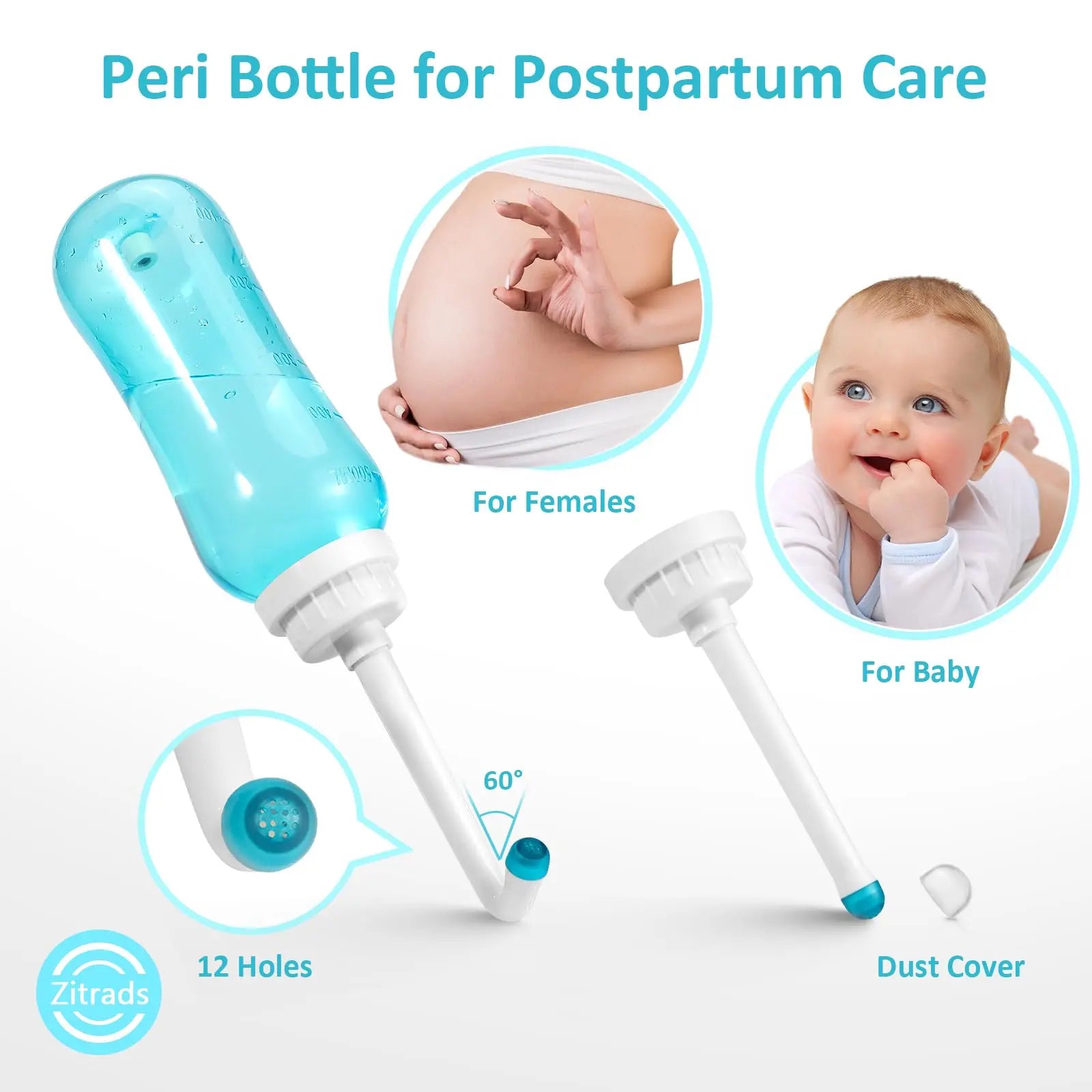 Peri Bottle Zitrads, Squeeze-Free Portable Bidet for Postpartum Essentials, Peri Bottles Zitrads Au supplements