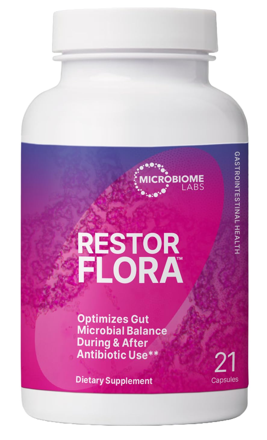 Microbiome Labs RestorFlora - Men's & Women's Probiotics for Digestive Health & Gut Reset - Spore Based Saccharomyces Boulardii Probiotics