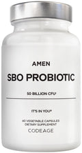 Amen Probiotics Supplement, SBO Probiotic and Organic Prebiotics, 50 Billion CFUs, Shelf Stable, No Refrigeration Required, Flora Daily Probiotic Formula for Women & Men