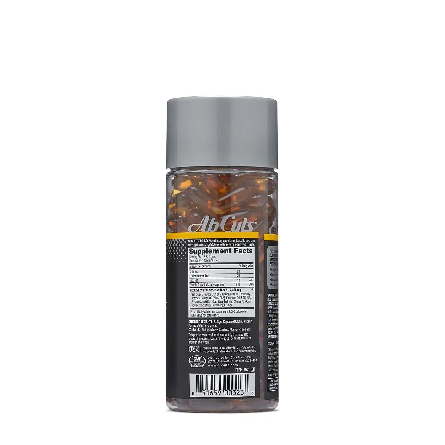 AbCuts Sleek and Lean - 120 Easy-to-Swallow Softgels - CLA Supplement, Fish Oil AbCuts Au supplements