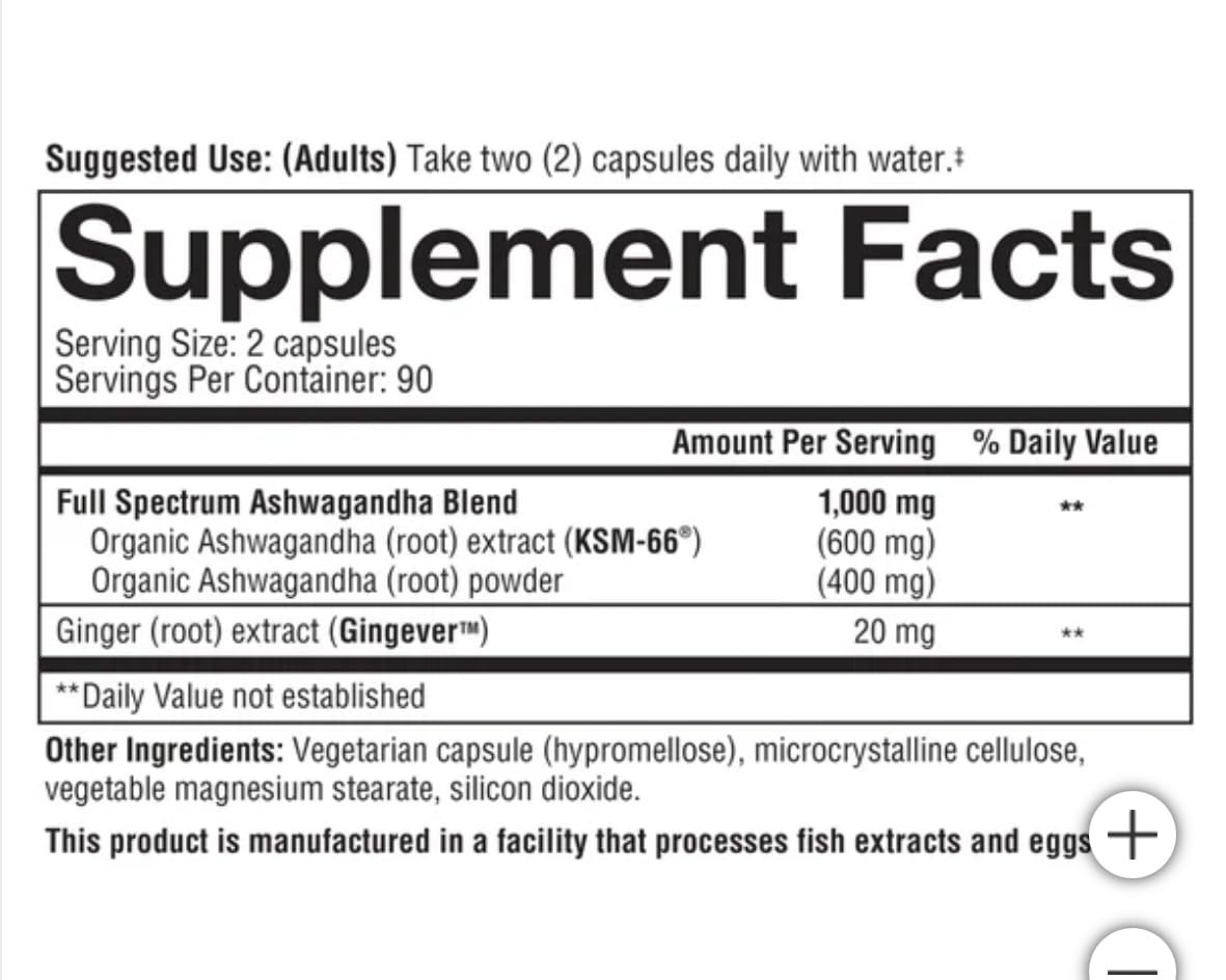 Youtheory Ashwagandha 1000mg with KSM-66 - Helps Support a Healthy Stress Response,180 Capsules (Pack of 1) Youtheory Au supplements