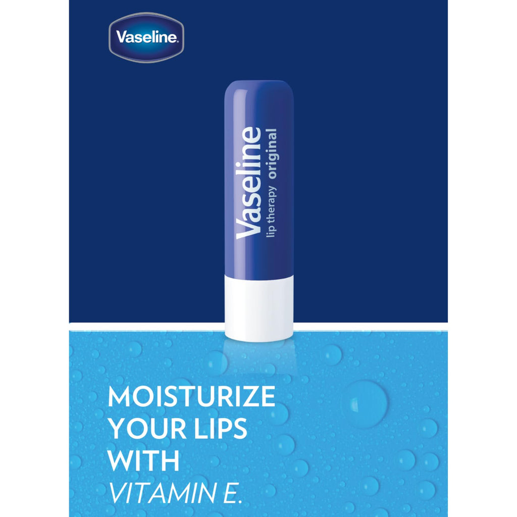 Vaseline Lip Therapy Care Original, Fast-Acting Nourishment, Ideal for Chapped, Dry, Cracked, or Damaged Lips