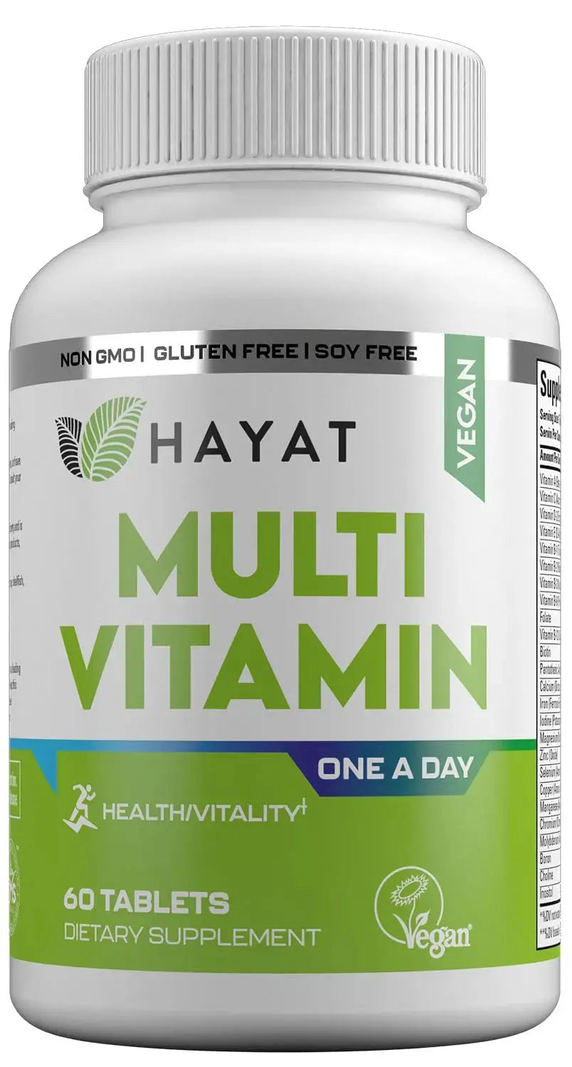 HAYAT Vitamins Vegan Natural Multivitamin, Daily Vitamins with Vitamin A, C, D, E, B1, B2, B3, B6, B12, Biotin, Zinc and More, 2 Month Supply, All Natural HAYAT Au supplements