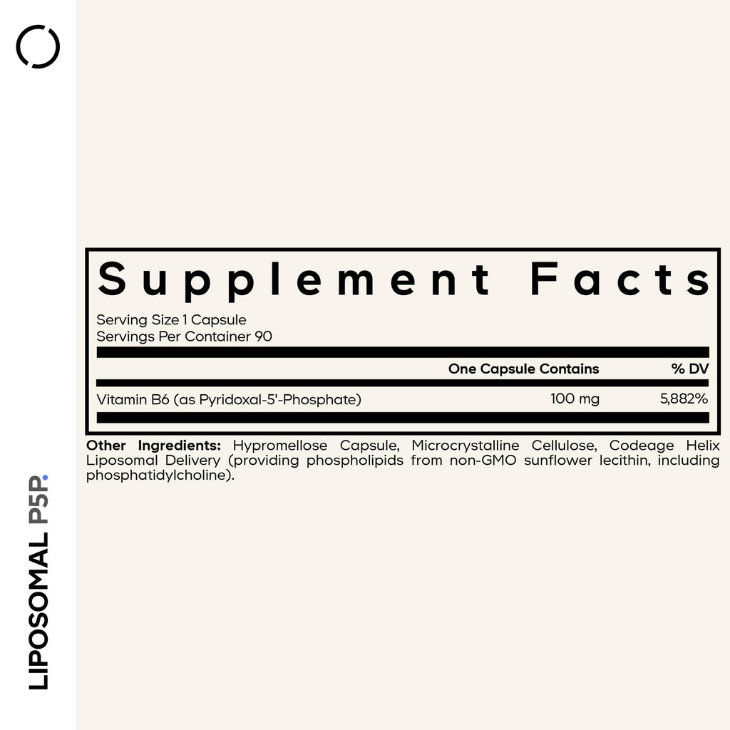 Codeage Liposomal P5P Supplement – Vitamin B6 as Pyridoxal-5'– Phosphate – Liposomal Delivery – Active B6 Form – 3-Month Supply – 1 Capsule Daily – Non-GMO – 90 Capsules Codeage Au supplements
