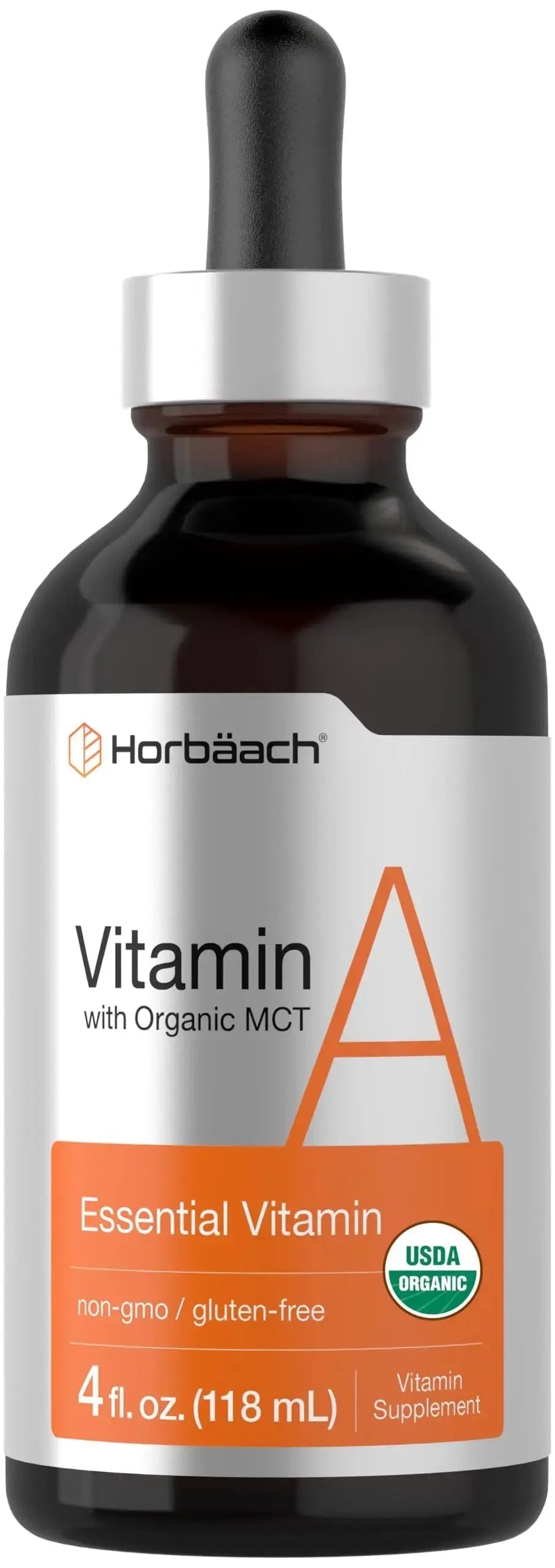 Horbäach Vitamin A Liquid | 4 fl oz | Supplement with Organic Fractionated Coconut Oil | Non-GMO, Gluten Free Horbäach Au supplements