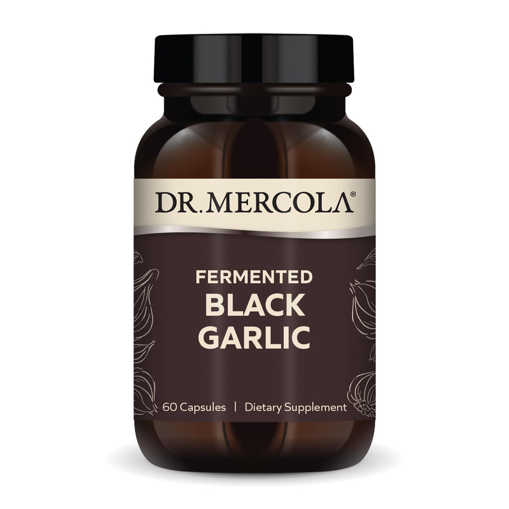 Dr. Mercola Fermented Black Garlic - Antioxidant Supplement - for Immune, Cellular & Heart Health Support - Includes S-Allyl-Cysteine - Non-GMO