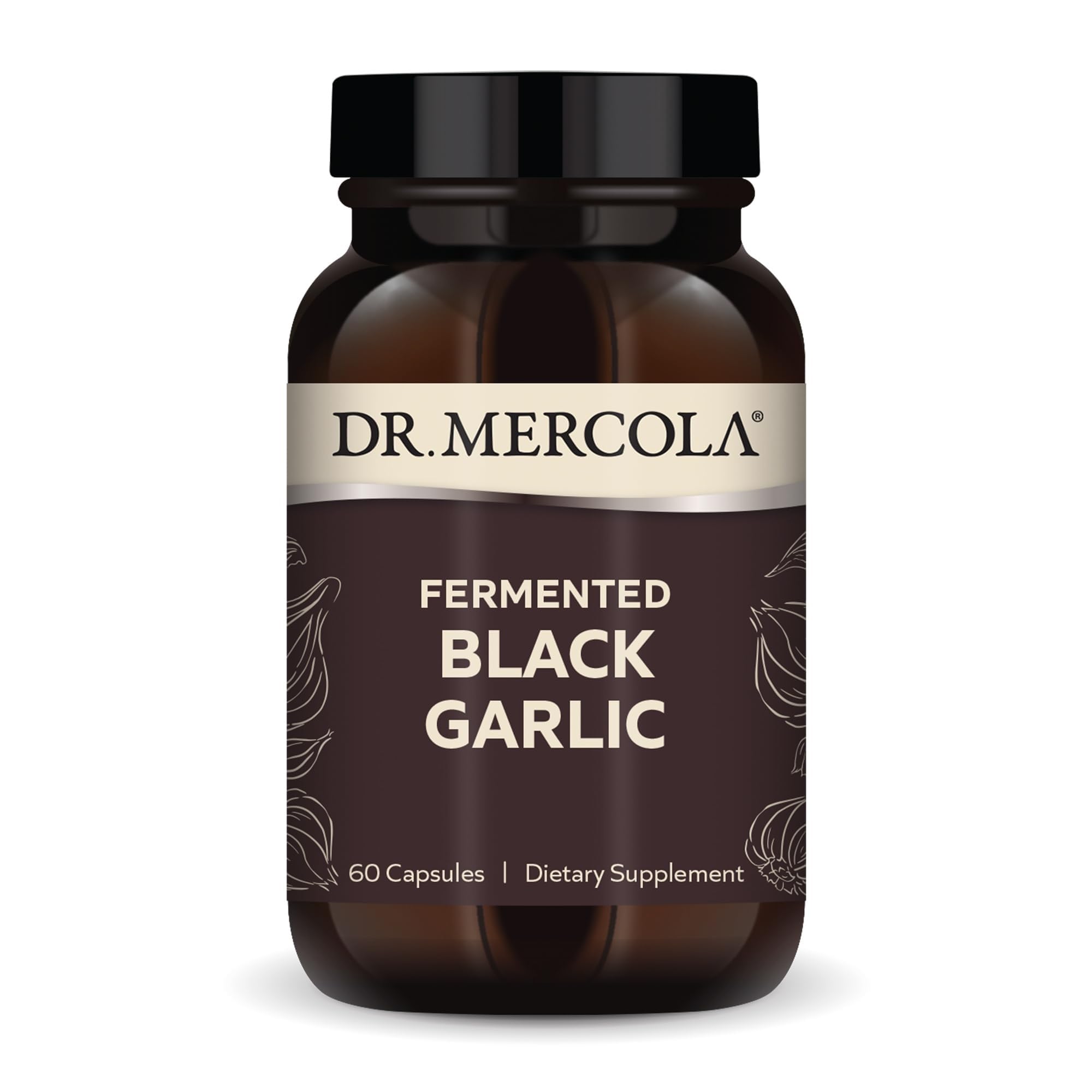 Dr. Mercola Fermented Black Garlic - Antioxidant Supplement - for Immune, Cellular & Heart Health Support - Includes S-Allyl-Cysteine - Non-GMO