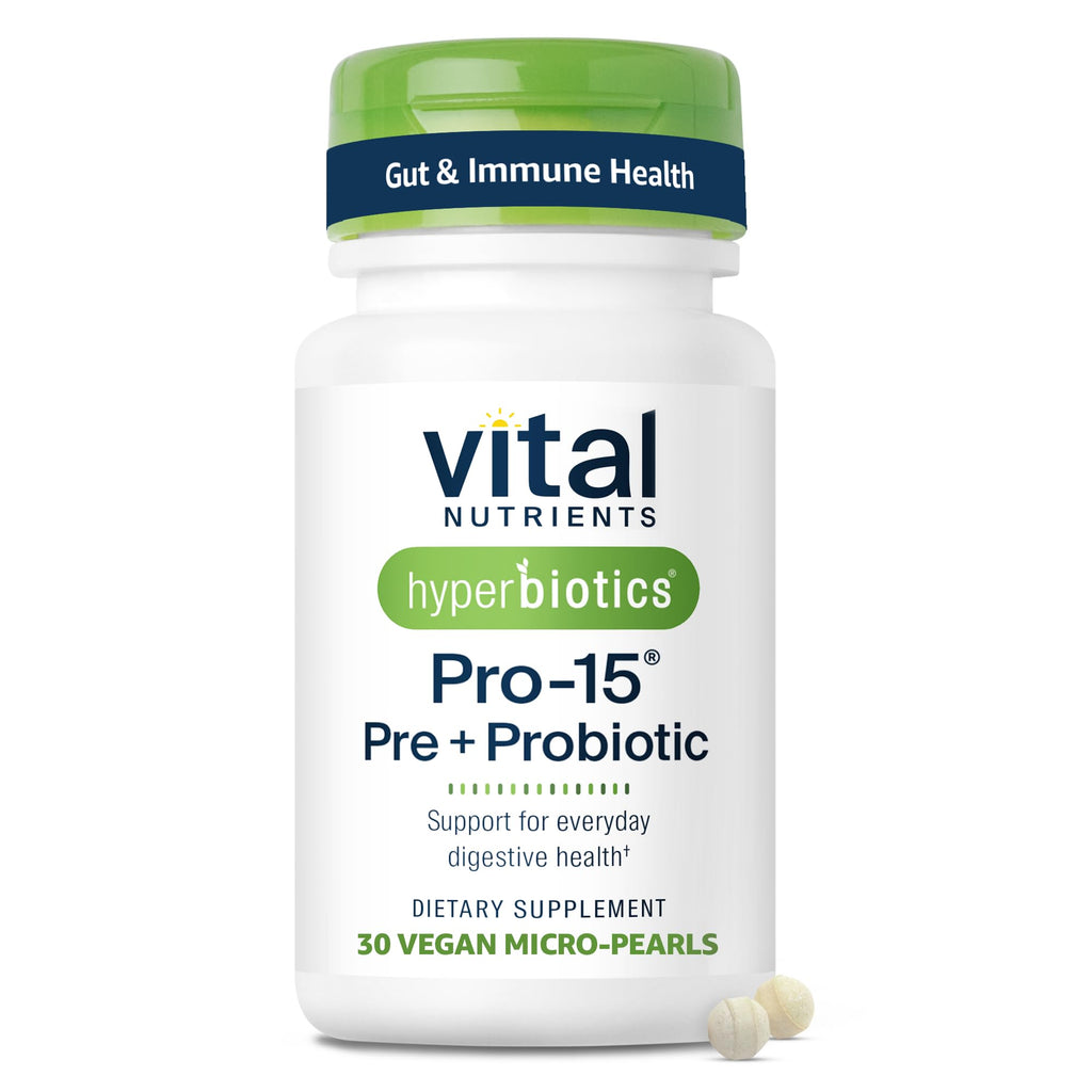 Hyperbiotics Vital Nutrients Pro-15 Prebiotics and Probiotics for Women and Men | 15 Science Backed Strains | Supports Occasional Constipation, Diarrhea, Gas & Bloating | 30 Vegan Time Release Pearls Hyperbiotics Au supplements