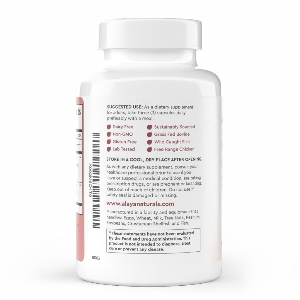 Alaya Naturals Hydrolyzed Multi Collagen Peptides Protein Capsules - Type I, II, III, V, X Grass-Fed Bovine, Chicken, Marine Collagen Supplement with MSM