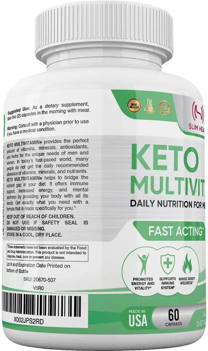 Keto Multivitamin for Women and Men - 35 Potent, Pure Ingredients - Vitamin C, Vitamin D, Vitamin A, Vitamin E and Zinc for Immune Support Slim Heat Au supplements