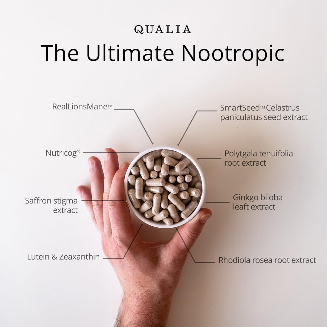 Qualia Mind — Beat Brain Fog | Doctor-Formulated Premium Brain Nourishment | Fuel Focus, Drive & Energy | 32 Ingredients Including Lion’s Mane, Cognizin™️, Ginkgo & More| 2 Week Supply* QUALIA LIFE SCIENCES Au supplements