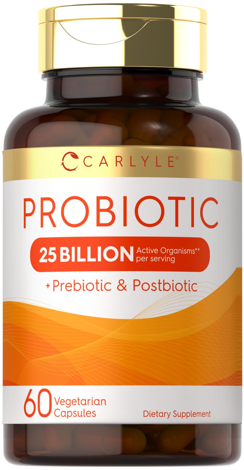 Carlyle Probiotic with Prebiotics & Postbiotics | 25 Billion CFU | 60 Capsules | Supplement for Women & Men | Powder Pills