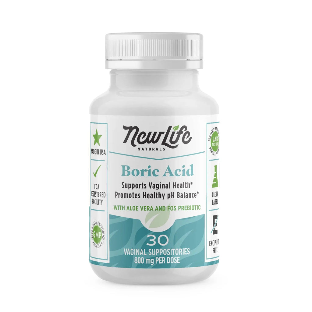 NewLife Naturals Boric Acid Vaginal Suppositories with Aloe Vera & FOS Prebiotic | Women's pH Balance Pills NewLife Naturals Au supplements
