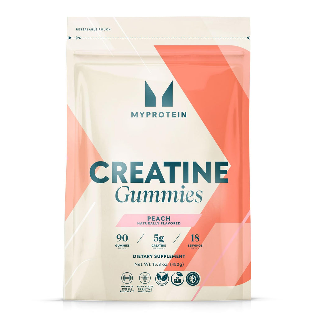 Myprotein Creatine Gummies, 5g Creatine Monohydrate per Serving, Peach, 90 Count, 18 Servings, Chewable Post/Pre Workout Strength & Recovery Sports Nutrition Supplement, Vegan, Non-GMO Myprotein Au supplements