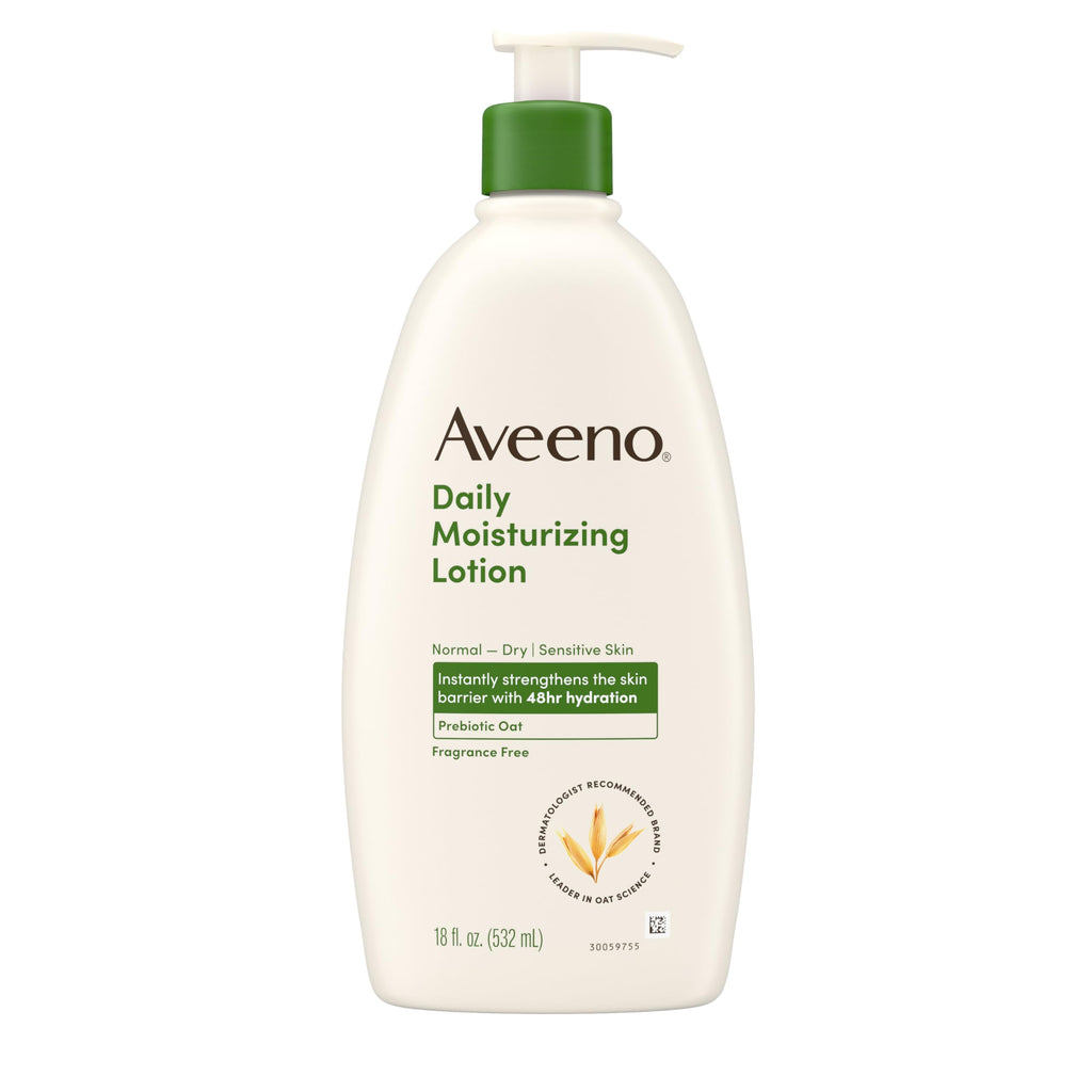 Aveeno Daily Moisturizing Body Lotion, Body Lotion for Dry Skin with Prebiotic Oat, Paraben Free, Fragrance Free