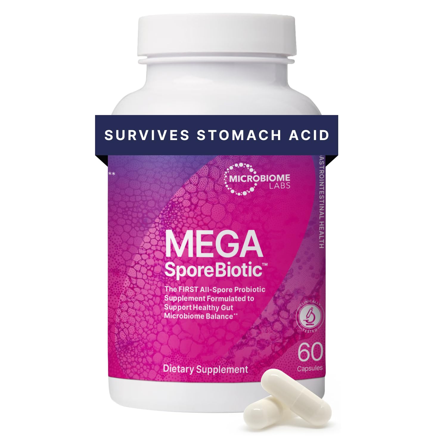 Microbiome Labs MegaSporeBiotic Probiotics for Women & Men - Spore-Based Probiotic for Gut Health & Digestive Support - Shelf-Stable, Travel-Friendly