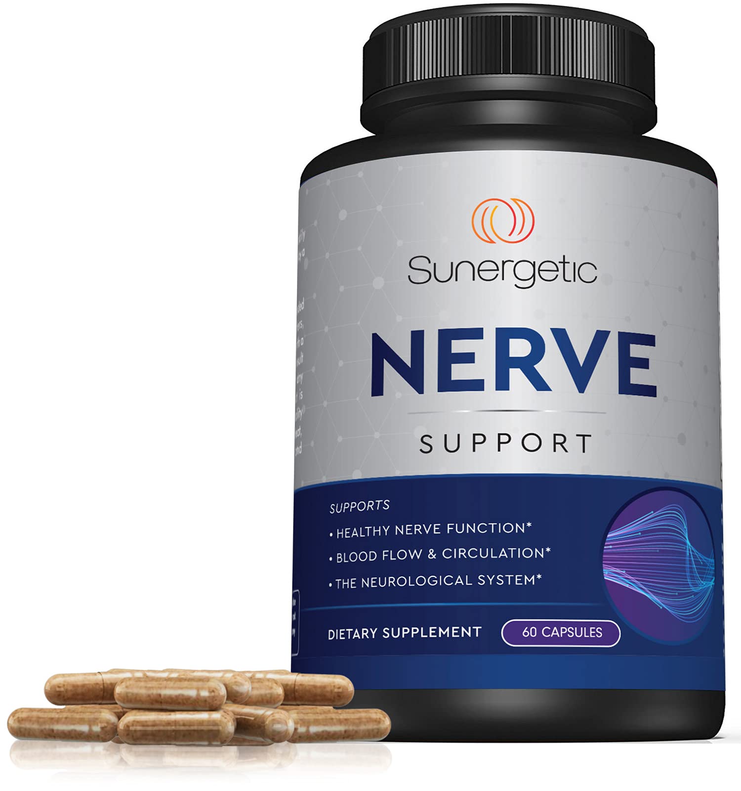 Premium Nerve Support Supplement – with Alpha Lipoic Acid (ALA) 600 mg, Acetyl-L-Carnitine (ALC) & Benfotiamine - Nerve Support Formula for Healthy Circulation, Feet, Hands & Toes - 60 Capsules