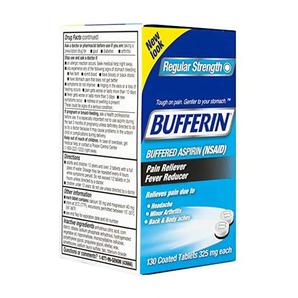 Bufferin Buffered Aspirin (NSAID) Coated Tablets Pain Reliever/Fever Reducer 130 ea (Pack of 3) Bufferin Au supplements