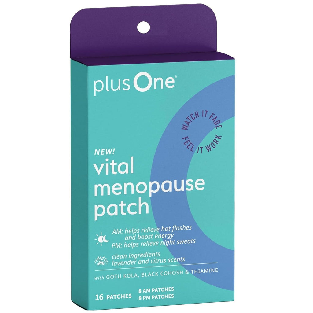 plusOne Vital Menopause Patches AM & PM – Hot Flash & Night Sweat Support – Promotes Energy & Sleep – Herbal Arjuna Daily Patches – 16ct plusOne Au supplements
