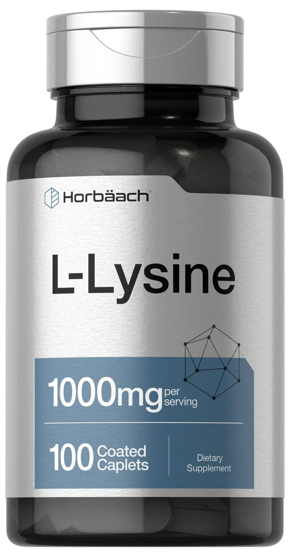 L-Lysine 1000mg | 100 Coated Caplets | Free Form Dietary Supplement | Vegetarian Horbäach Au supplements