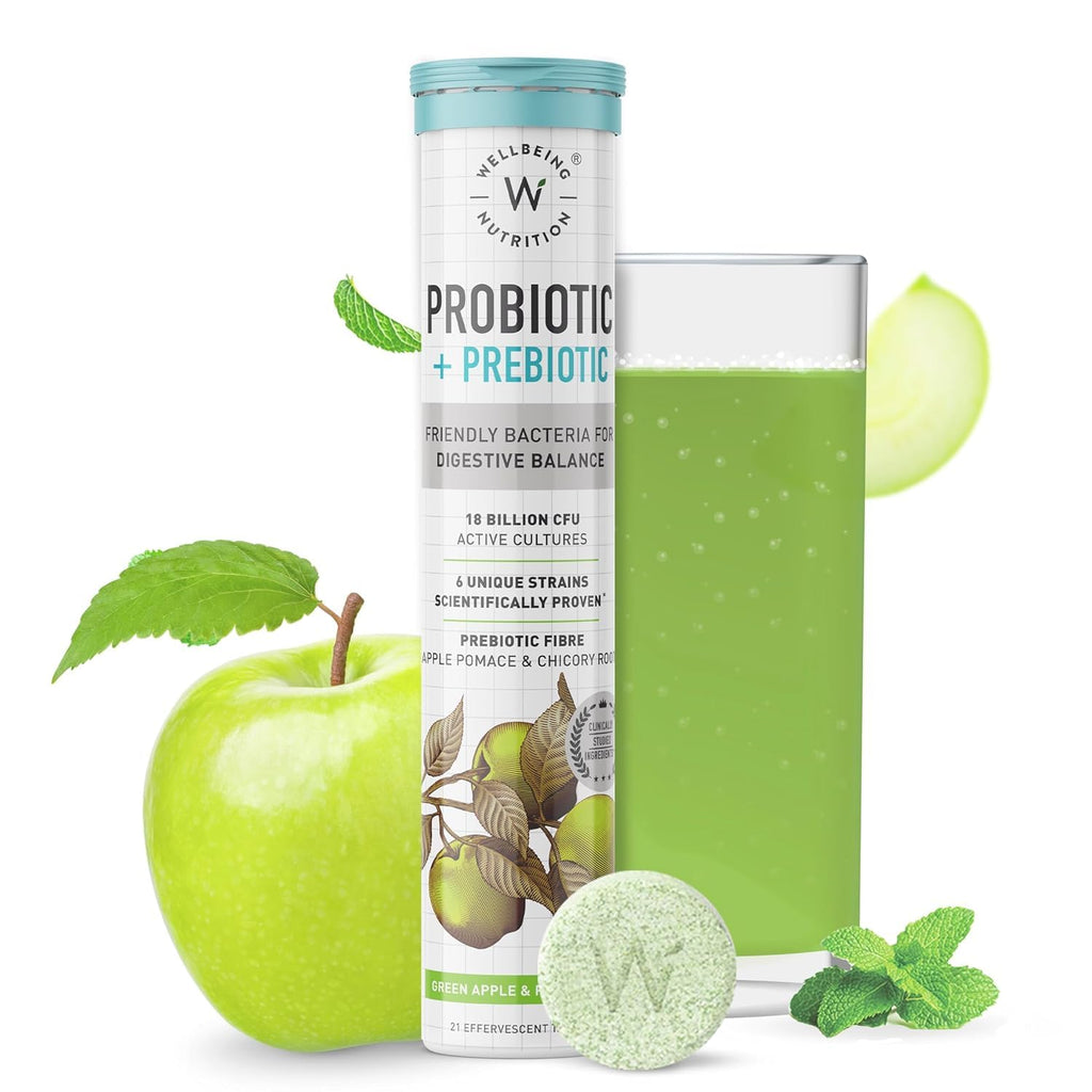 Wellbeing Nutrition Daily Probiotics + Prebiotics | Improve Metabolism, Acidity Relief, Digestion & Gut Health | 18 Billion CFU Organic Probiotics Supplement