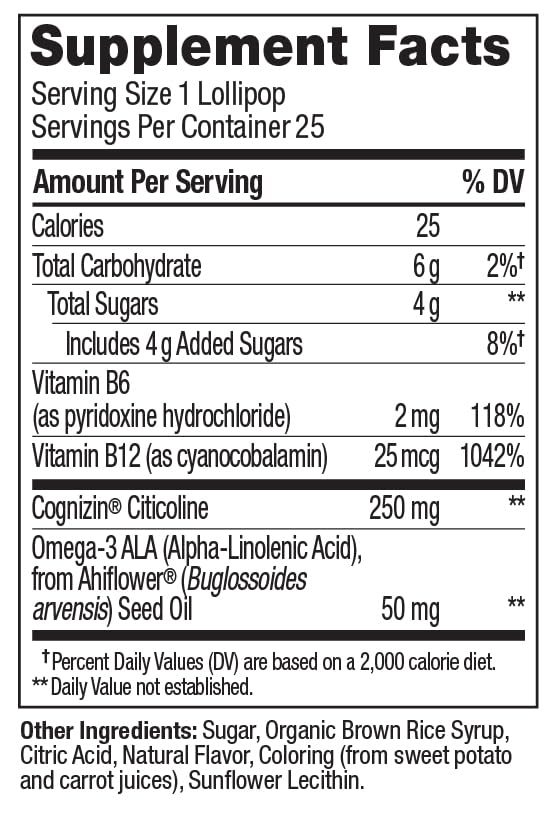 OLLY Focus Buddies L’OLLY Pops, Cognizin, Vitamins B6 and B12, Omega-3 ALA, Supports Focused Attention and Healthy Brain Function,* Kids 4+ Dietary Supplement, Watermelon Strawberry Flavored, 25 Count OLLY Au supplements