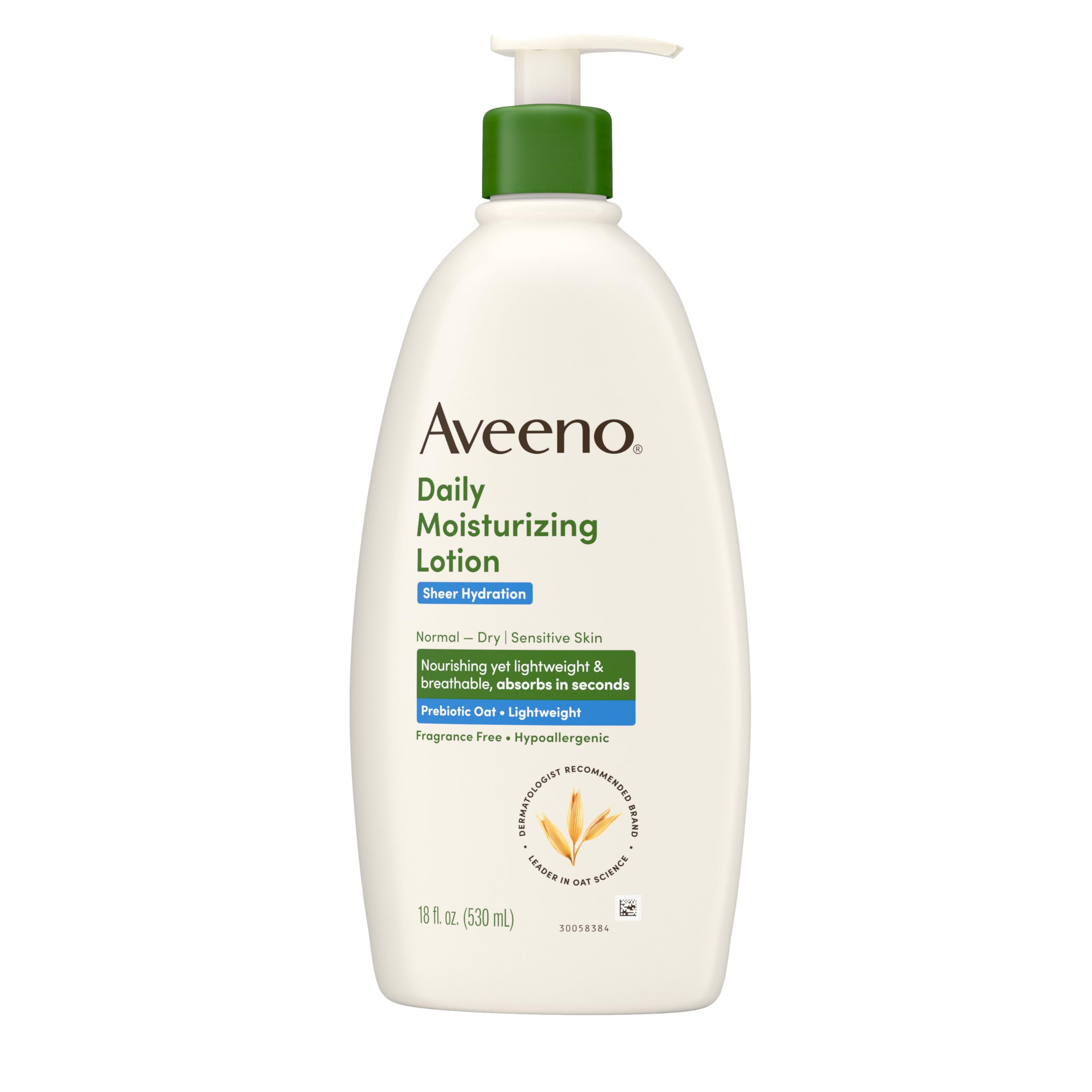 Aveeno Sheer Hydration Fragrance-Free Daily Moisturizing Lotion with Prebiotic Oat for Dry Skin, Lightweight