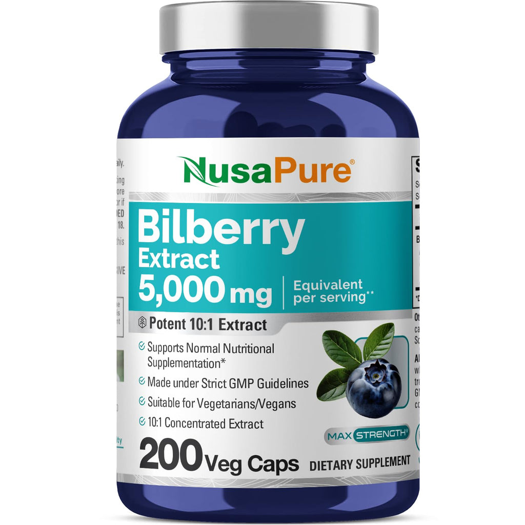 NusaPure Bilberry Extract 5,000mg 200 Vegetarian caps (Non-GMO, Vegan) NusaPure Au supplements