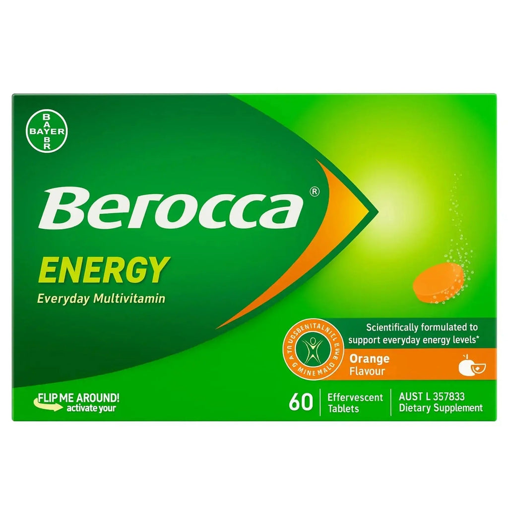 Berocca Energy Vitamin B & C Orange Flavour Effervescent Tablets 60 Pack Berocca Au supplements