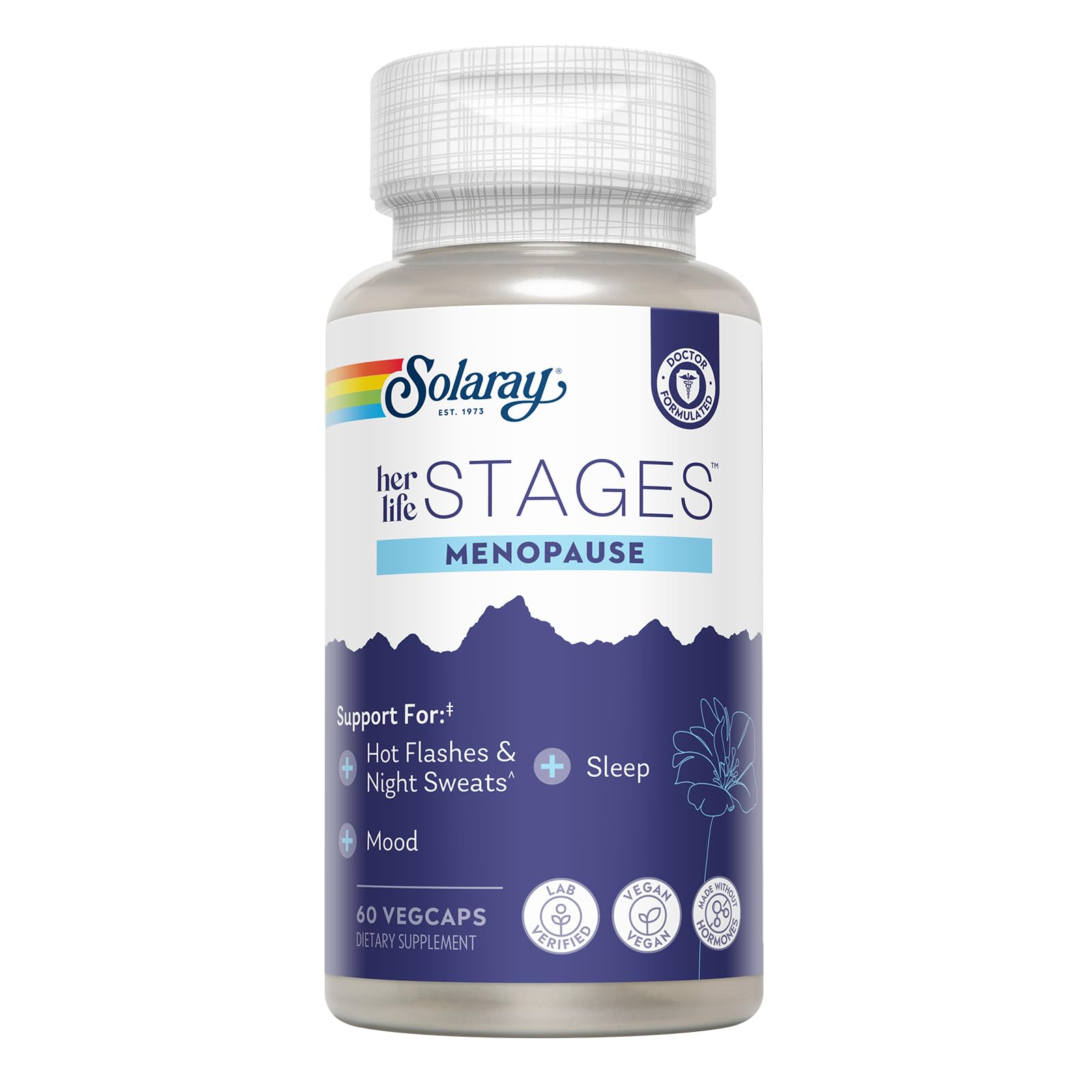 SOLARAY Menopause her Life Stages - Menopause Supplements for Women - Supports Mood, Sleep, Hot Flashes, Night Sweats - Vegan, Gluten Free - 60-Day Guarantee - 30 Servings, 60 VegCaps SOLARAY Au supplements