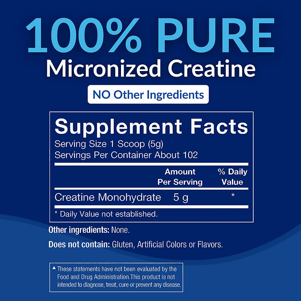 BodyTech Creatine Monohydrate Powder, Unflavored Micronized Creatine Formula for Men and Women, 5g per Serving, Pre Workout & Post Workout Supplement