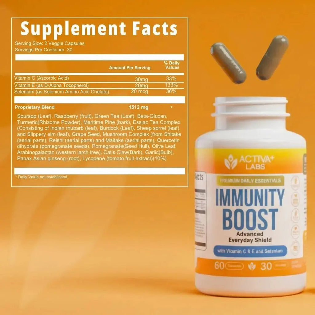 Activa+ Labs Immunity Boost Immune Support Supplement with Vitamin C, Vitamin E, Selenium & Herbal Antioxidant Complex | Activa Labs Au supplements
