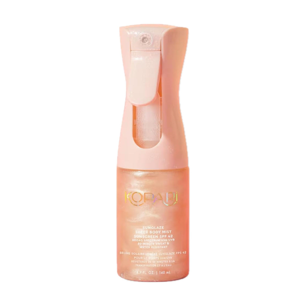 Kopari Rose Gold Sunglaze Sheer Body Mist Sunscreen SPF 42, Infused with Shimmering Body Oil, Hydrating Mist, Hydrates