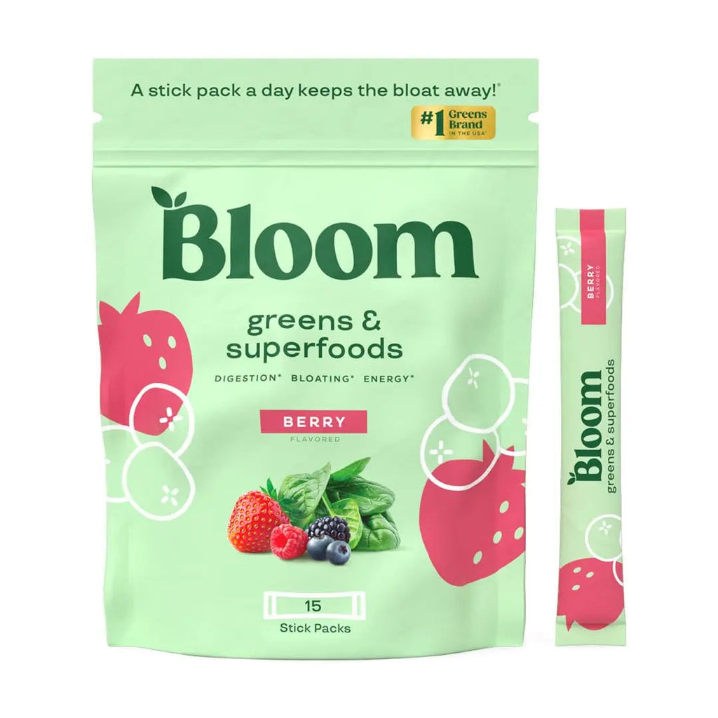 Bloom Nutrition Super Greens Powder Smoothie Mix, 15 Stick Packs - Probiotics Bloom Nutrition Au supplements