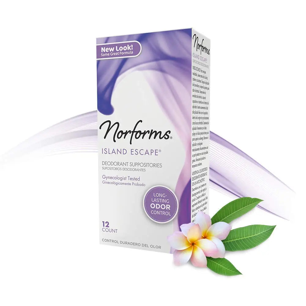 Norforms Feminine Deodorant Suppositories, Long Lasting Odor Control, Island Escape Scent, 12 Count Norforms Au supplements