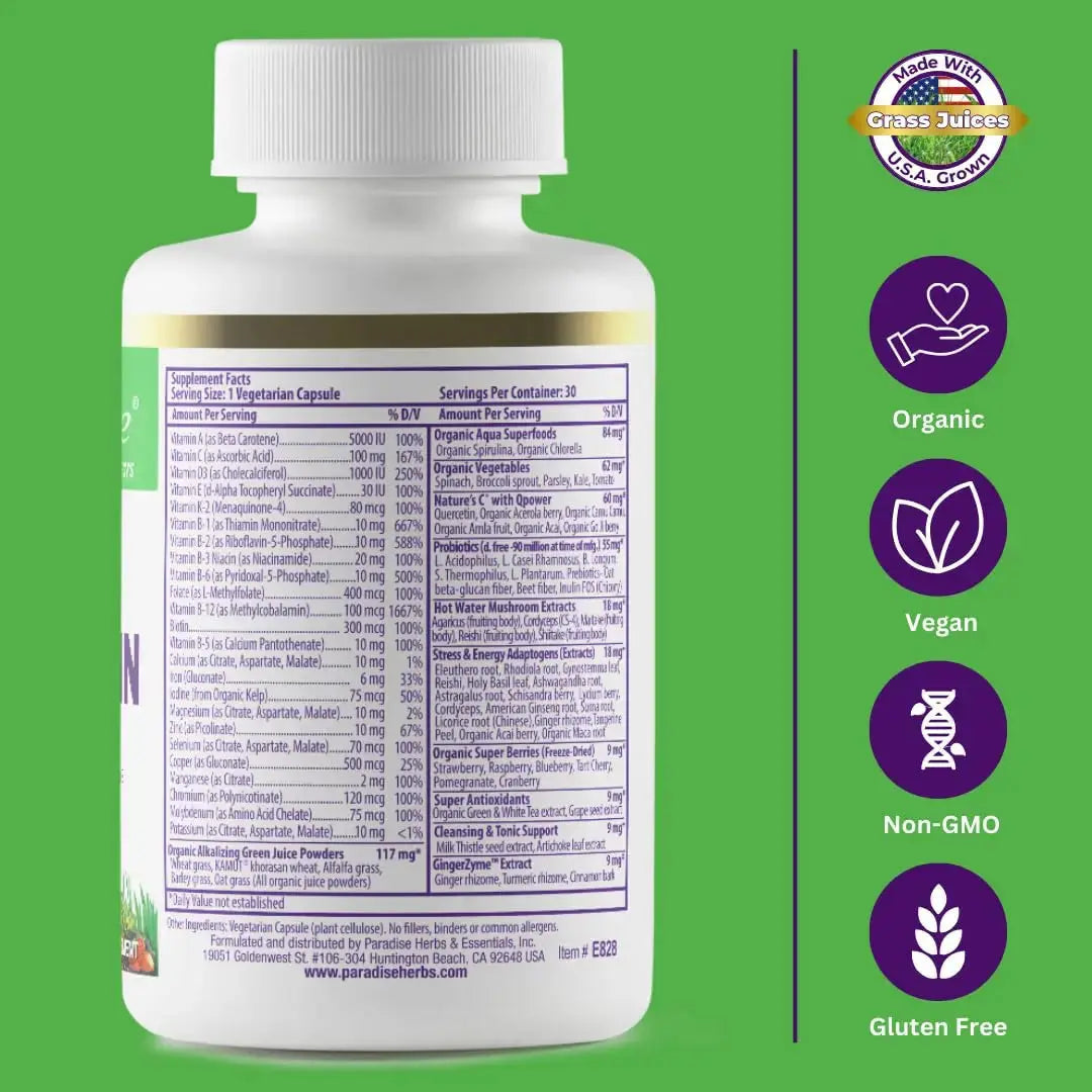Paradise Herbs Earth's Blend Women's Once Daily Multivitamin with Iron, 48 Organic Superfoods, Probiotics, Antioxidants Paradise Herbs Au supplements