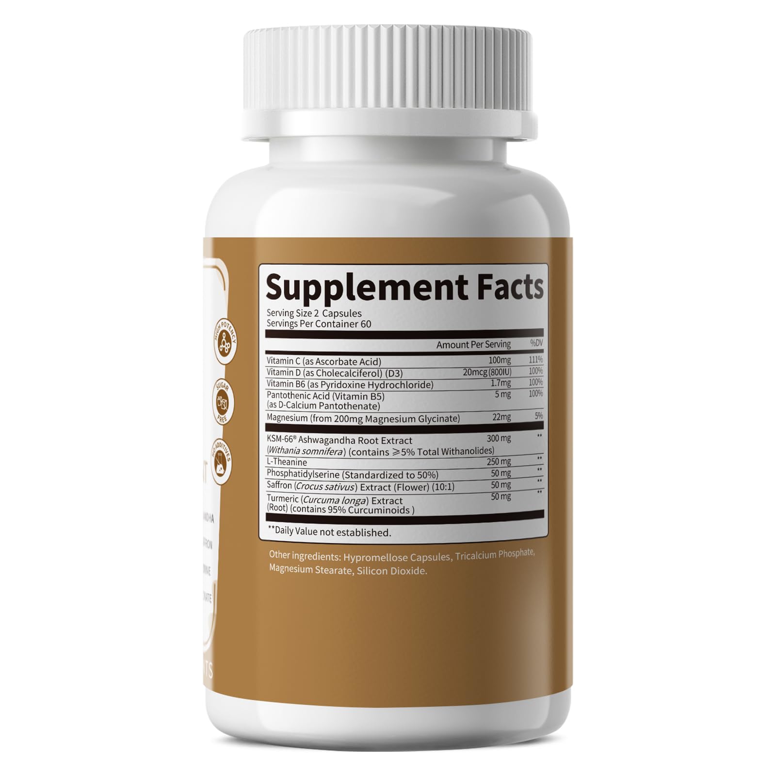 10-IN-1 Cortisol Supplements w/ KSM-66® Ashwagandha 300mg + L-Theanine 250mg, Magnesium Glycinate, Saffron, Phosphatidylserine, Turmeric & Vitamin C D3 B6 B5, For Women Men, 120 Capsules 60-Day Supply Lukaree Au supplements