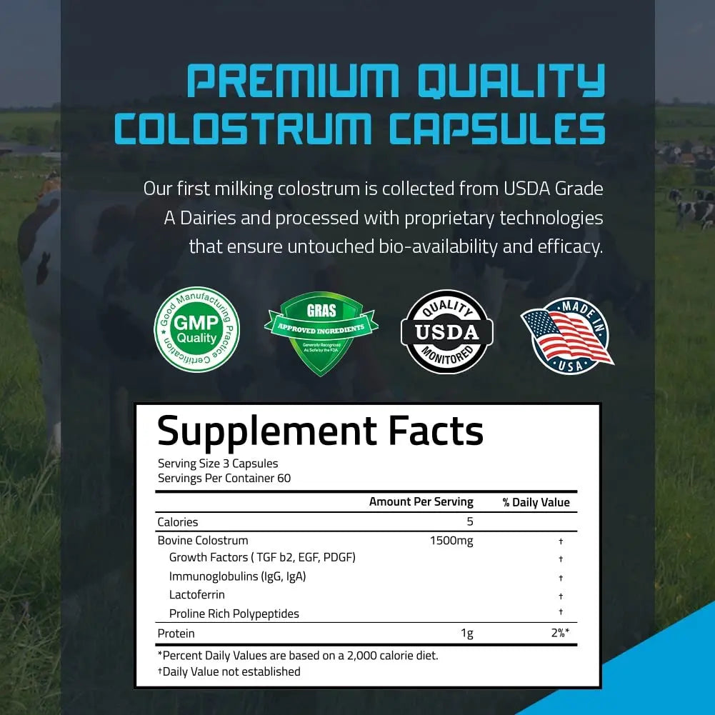 TBR Labs Pure Bovine Colostrum 180 Capsules - Antibiotic and Hormone Free - USA Source TBR Labs Au supplements