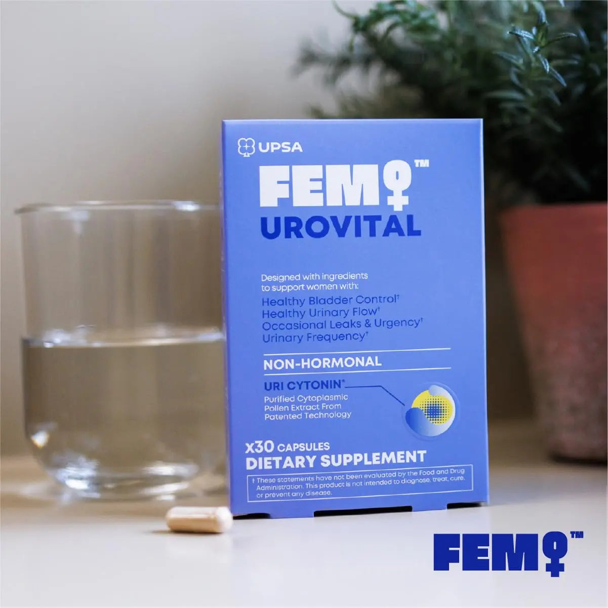 FEM Urovital Bladder Control Supplements - Overactive Bladder, Leakage & Urgency Relief - Non-Hormonal Urinary Tract Health Support for Women - 30 Capsules Upsa Au supplements