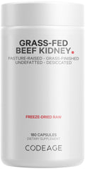 Codeage Grass Fed Beef Kidney Supplement - Freeze Dried, Non-Defatted, Desiccated Glandulars Nutrition Bovine Pills – Pasture Raised Beef Vitamins - Non-GMO -180 Capsules Codeage Au supplements