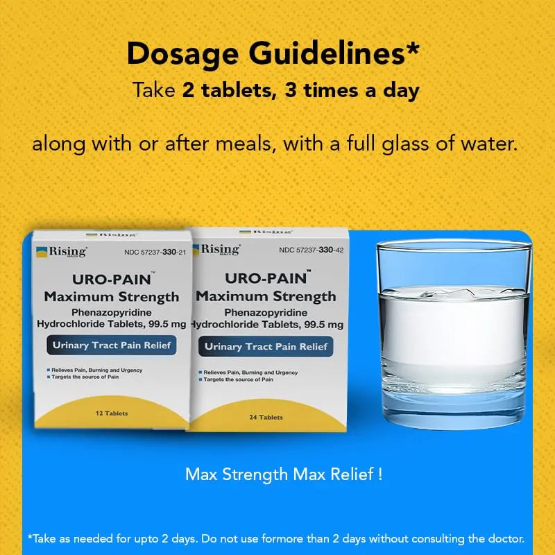 Rising Health - URO Pain Maximum Strength | Urinary Tract Pain Relief | Relief from Pain, Burning and Urgency | 24 Count Rising Au supplements