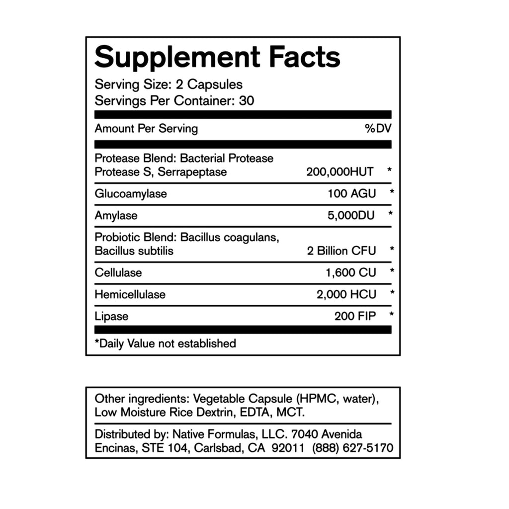 Native Formulas Restore 3 Proteolytic Enzyme & Spore Probiotic Blend Supplement - 60 Capsules - Advanced Biofilm Disruption Aid