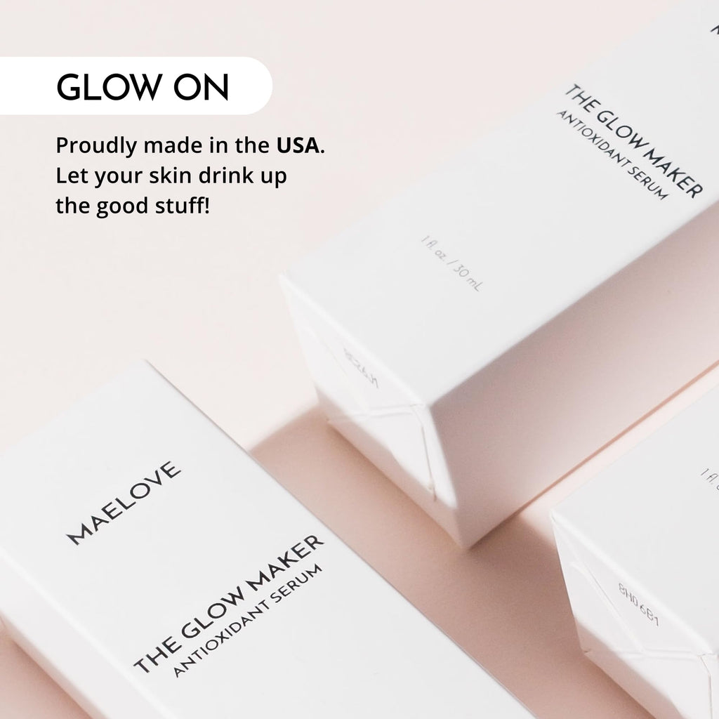 MAELOVE Glow Maker Vitamin C Serum with Vitamin E, Ferulic Acid & Hyaluronic Acid, Award-Winning Brightening