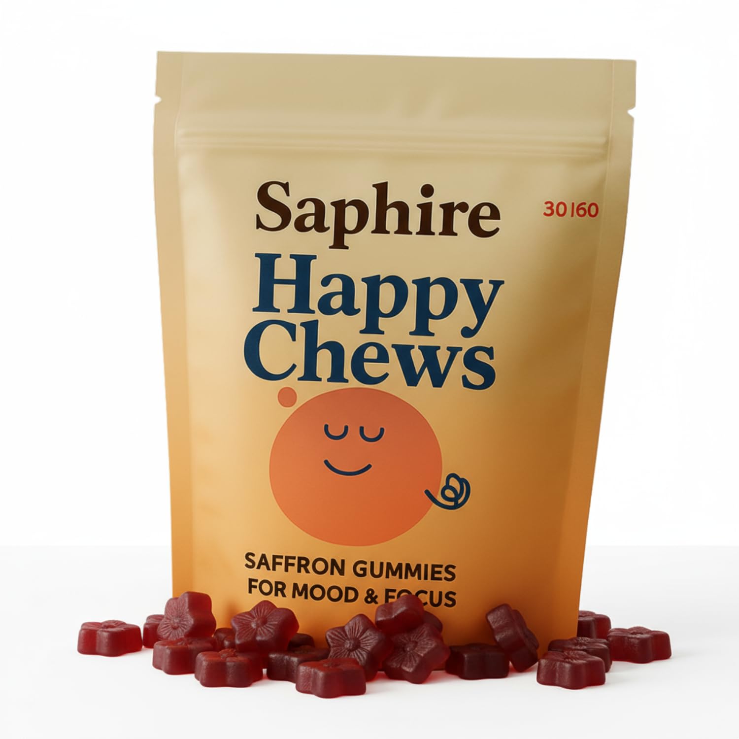 SAPHIRE HAPPY CHEWS Saffron Gummies for Kids | Supports Mood, Calm & Focus | Saffron Extract, Passionflower, St. John’s Wort & GABA