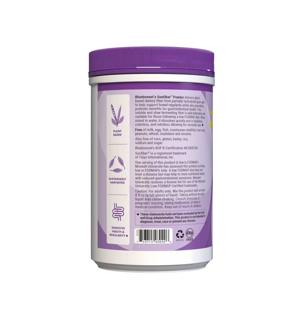 BlueBonnet Nutrition Sunfiber – 6 g of Plant Based Prebiotic Soluble Fiber – Supports Digestive Health* - Instant Dissolve – Non-GMO, Vegan, Kosher