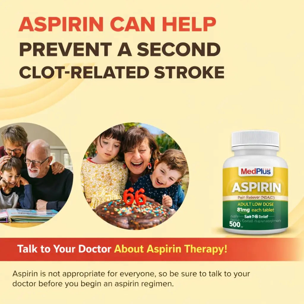 MedPlus Low Dose Aspirin 81 mg - 500 Tablets | Enteric Coated | Pain Reliever for Minor Aches and Pains, Fever Reducer - Made in USA MedPlus Au supplements