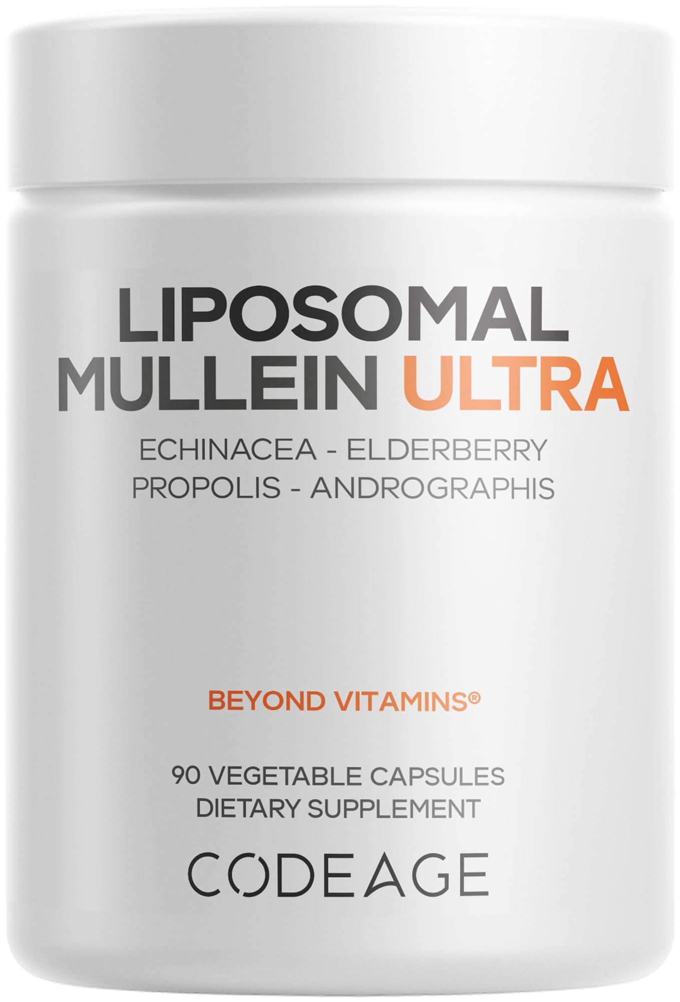 Codeage Liposomal Mullein Ultra Supplement - Mullein 10:1 Extract, Elderberry, Bee Propolis, Echinacea, Ginger Root, Andrographis, Kudzu, Vitamins, Elecampane, Eleuthero, Isatis, Non-GMO - 90 Capsules Codeage Au supplements